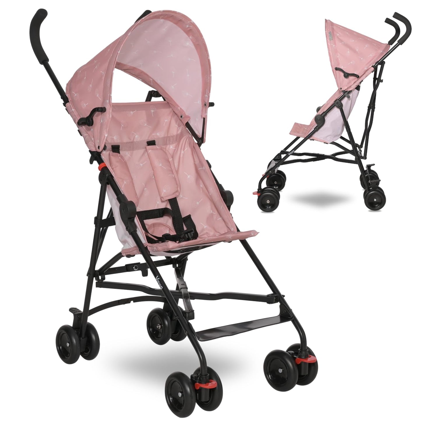 Lorelli Ultra Leichter Buggy Kinderwagen Vaya - nur 4,7kg - Kompakter Sportsitz bis 15kg, Sitzbuggy mit 5-Punkt-Gurt, faltbarem Verdeck und ergonomischen Griffen, klappbarer Reisekinderwagen, rosa - Meloni2