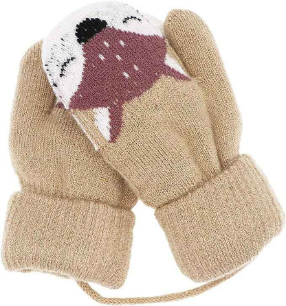 0-3 Jahre Baby Winter Handschuhe Kinder Gestrickte Fäustlinge Warme Fleece Gefütterte Handschuhe Fausthandschuh mit Schnur Outdoor Weich Winterhandschuhe Skihandschuhe Handwärmer für Jungen Mädchen