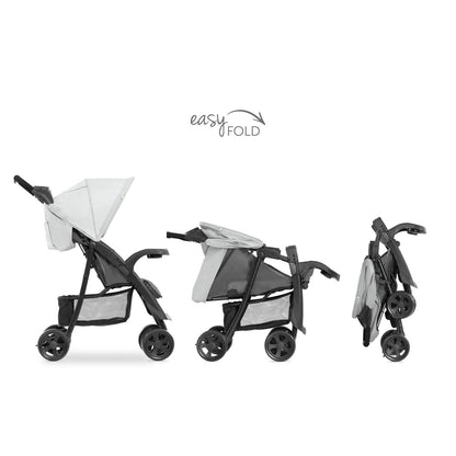 hauck Shopper Neo II, Schwarz Grau - Kinderbuggy mit Liegeposition ab Geburt bis 22 kg, 2x Tablett mit Getränkehalter, Einhändig Klein Zusammenklappbar, Tasche im Verdeck, XL Korb