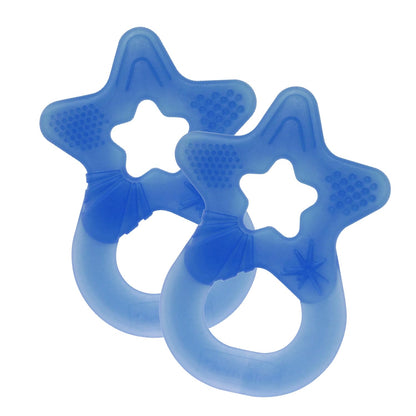 Dentistar Beißring 2er-Set – Teether für Babys & Kleinkinder ab 3 Monate – Baby Beißring mit Griff aus weichem Material zur Zahnungshilfe & Massage – Made in Germany – Pink & Lila