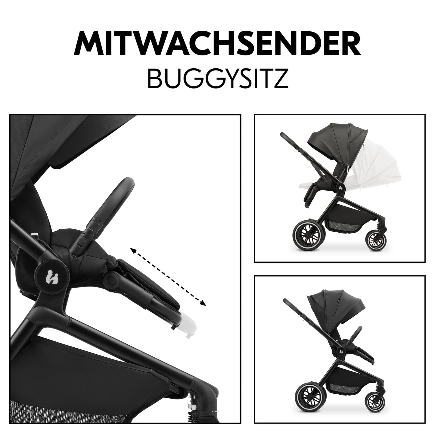 hauck 2 in 1 Kinderwagen Set ab Geburt bis 22 kg Move N Care Set, Große Babywanne, Wendbarer Buggysitz mit Liegefunktion, Teleskopgriff Gummiräder Federung, UV-Schutz 50+, Faltbar, XL Korb (Dark Grey)