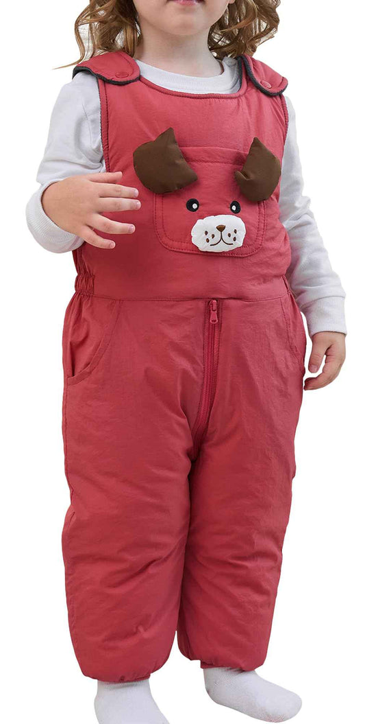 FEOYA Baby snowsuit winter stitch girls winter jacket fleece cute. Children's clothing sleeveless fashion boys romper lined round neck collar warm with zip black 9 months - 4 years