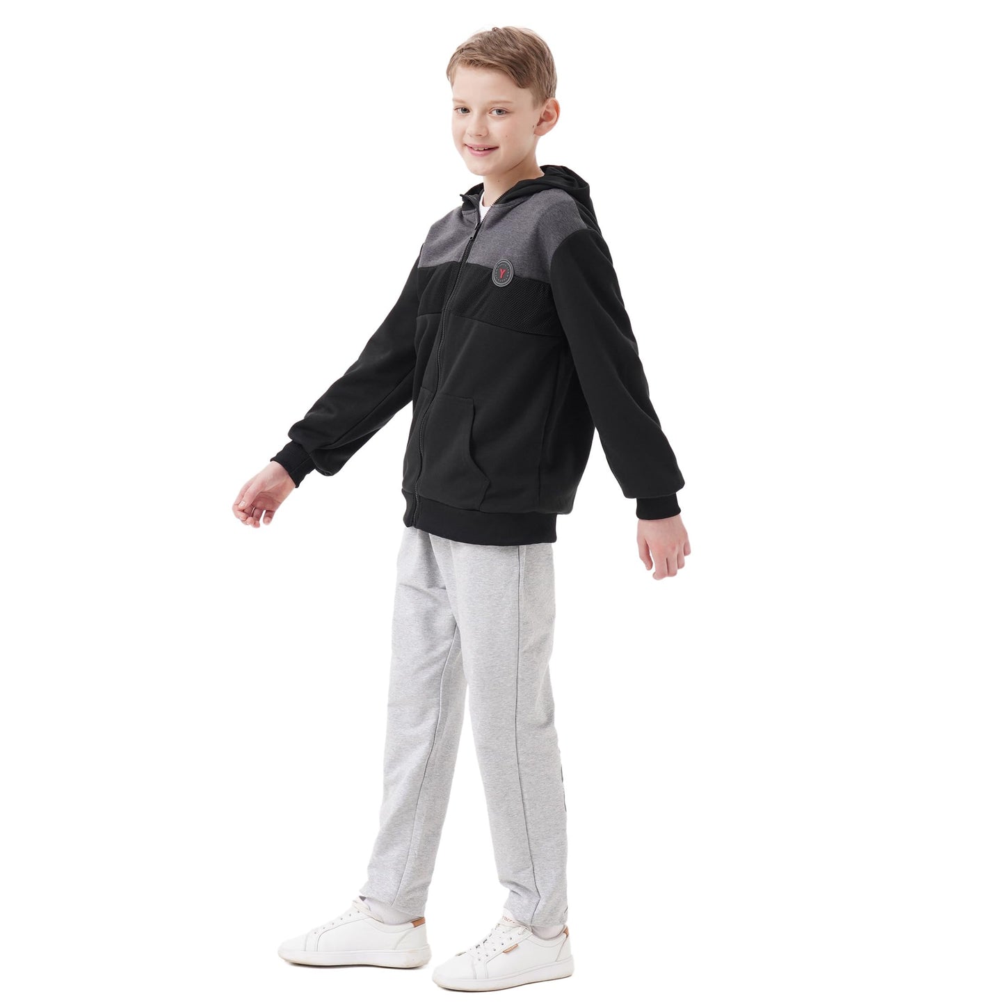 Ywenaisy Sweatjacke Jungen Zip Jacke Jungen Pullover Jungen mit Kapuze Zip Hoodie Kinder Jungen Sweatshirts Kapuzenpullover für Jungen Streetwear Hoodie Jungen für Jahre 8-16 und Höhe 116-170 cm