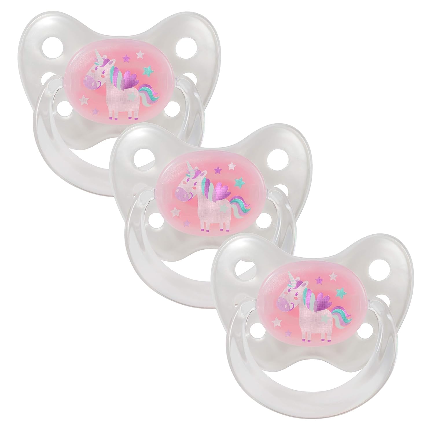 dentistar Silikon Schnuller 3er-Set - Größe 3, ab 14 Monate - Zahnfreundlicher Nuckel mit Dentalstufe – BPA-frei - Made in Germany - Einhorn, Rosa - Meloni2