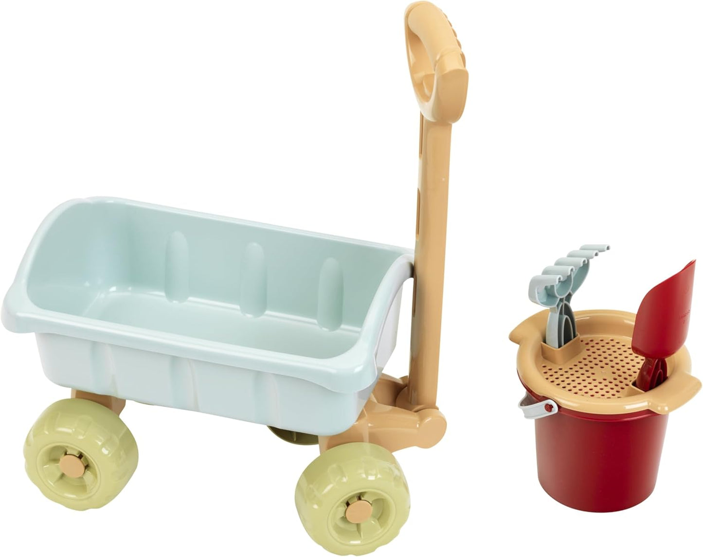 Theo Klein 7687 Handcart with Bucket Set, Robust Handcart, Includes Sandpit Toys, Recycled Plastic, Anti-UV, Toy for Children from 18 Months