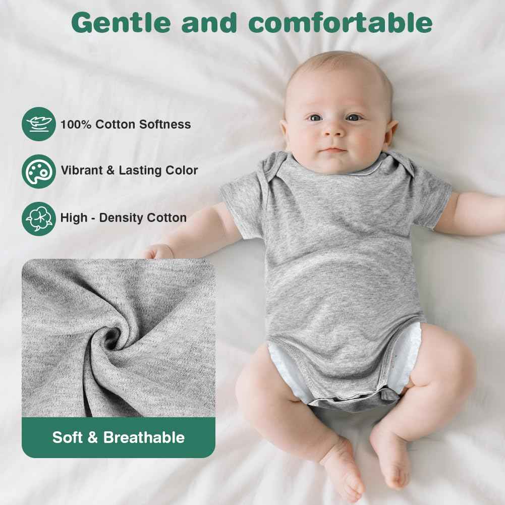 Vicloon Baby Bodysuit Short Sleeve Unisex Baby Set Short Sleeve Bodysuits Made of 100% Super Soft Cotton, Baby Bodysuit with Press Studs for Newborn Baby Boys and Girls 0-3 m/3-6 m/6-9 m/9-12 m