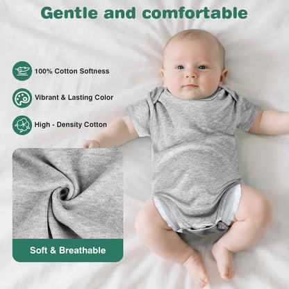 Vicloon Baby Bodysuit Short Sleeve Unisex Baby Set Short Sleeve Bodysuits Made of 100% Super Soft Cotton, Baby Bodysuit with Press Studs for Newborn Baby Boys and Girls 0-3 m/3-6 m/6-9 m/9-12 m