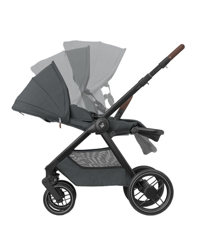 Maxi-Cosi Oxford Plus Baby Stroller 2 in 1 Set with Carrycot 0-4 Years 0-22kg Compact Folding Soft Suspension 3 Reclining Positions 10kg Storage Basket Twillic Graphite 