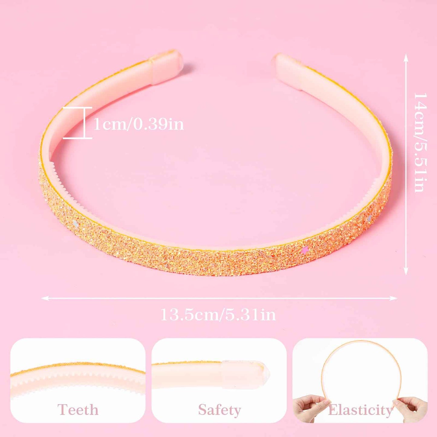 WLLHYF Pack of 4 Glitter Headbands, Colourful Hair Accessories, Plastic, Glittering, Cute, Non-Slip, Thick, Glittery, Confetti, Rainbow Hair Bands with Teeth for Little Girls (2 Gradient 2 Stars)