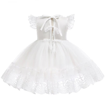 Baby Mädchen Weiße Taufe Kleid mit Kapuze Neugeborene Taufe Kleid Spitze Kleid für Hochzeit Geburtstag