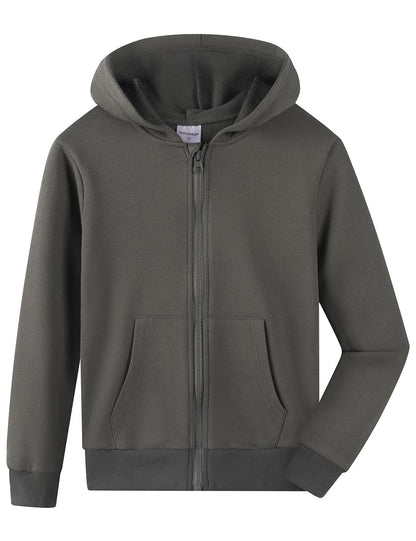 Spring&Gege Jungen Hoodie Sweatjacke Basic Einfarbig Baumwoll Kapuzenjacke für Kinder（3-12 Jahre）