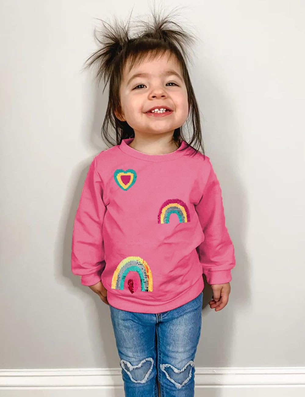 CM-Kid Girls' Long-Sleeved Sweatshirt, Children's Shirts, Cotton, Warm Tops, 1-7 Years, Size 92-122