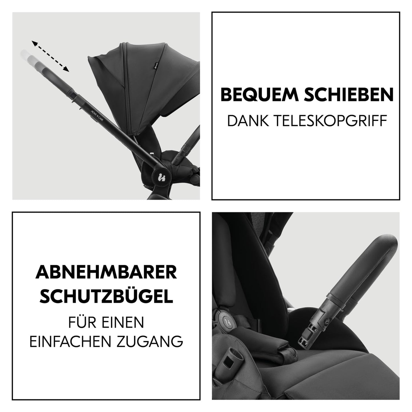hauck 2 in 1 Kinderwagen Set ab Geburt bis 22 kg Move N Care Set, Große Babywanne, Wendbarer Buggysitz mit Liegefunktion, Teleskopgriff Gummiräder Federung, UV-Schutz 50+, Faltbar, XL Korb (Dark Grey)