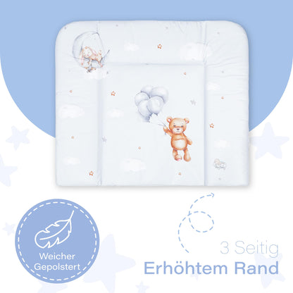 Wickelauflage Wickelunterlage abwaschbar und wasserdicht 75x72 cm - Wickelmatte zum Auflegen auf Wickeltisch Wickelaufsatz Wickelkommode oder Waschmaschine changing mat 75 x 72 Safari Motiv