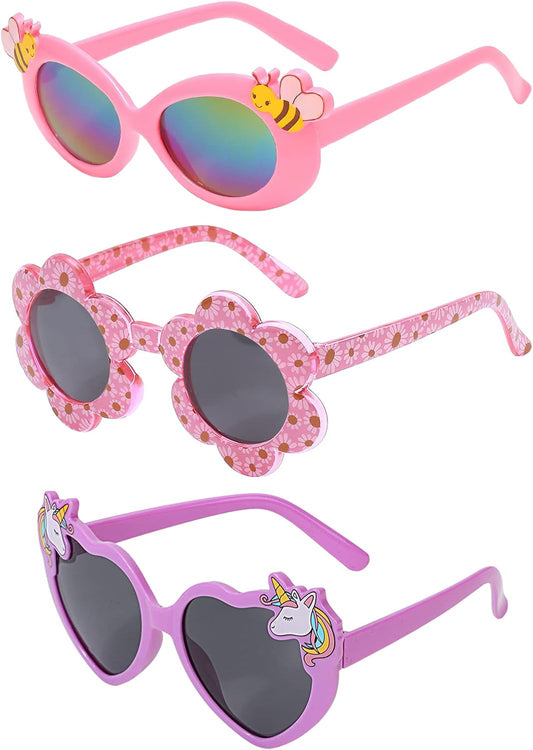 Hifot 3 Stück Kinder Sonnenbrille Einhorn Kunststoffrahmen Polarisiert Brille, Mode Rave Party Dress up Brille für Jungen Mädchen