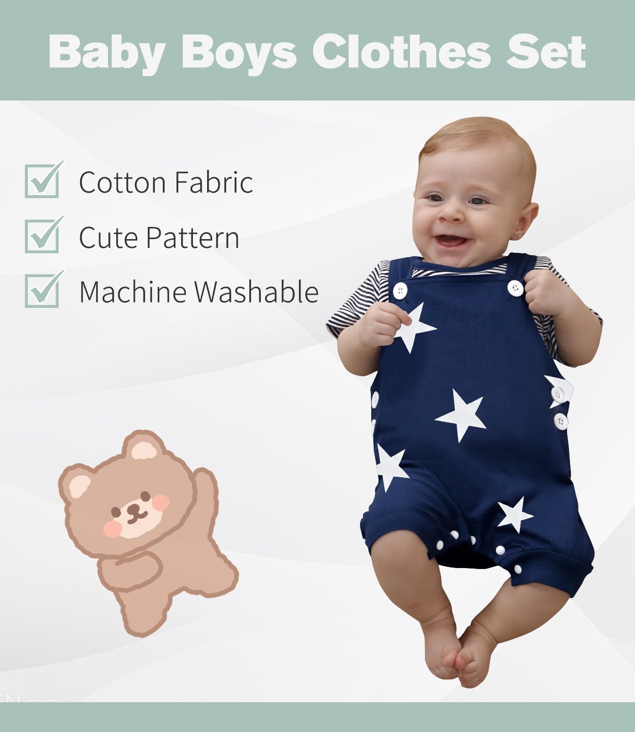 SFreeBo Baby Boys Clothing 3 Pieces Winter Baby Clothing Outfit Set Long Sleeve Cotton Striped Newborn Baby Clothing Boys 3-18 Months