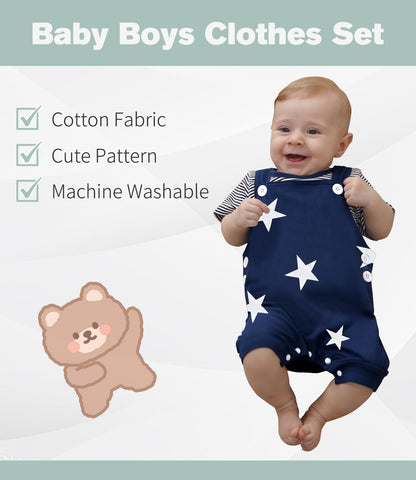 SFreeBo Baby Boys Clothing 3 Pieces Winter Baby Clothing Outfit Set Long Sleeve Cotton Striped Newborn Baby Clothing Boys 3-18 Months