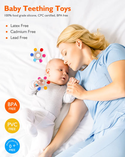 Beißring für Babys, Baby Zahnen Spielzeug aus Silikon, Ruder Greifling Beißspielzeug, BPA-frei Zahnen Nursing Zubehör für 3-6 6-12 Monate Kleinkinder, mädchen Junge Geschenk(Ruder B)
