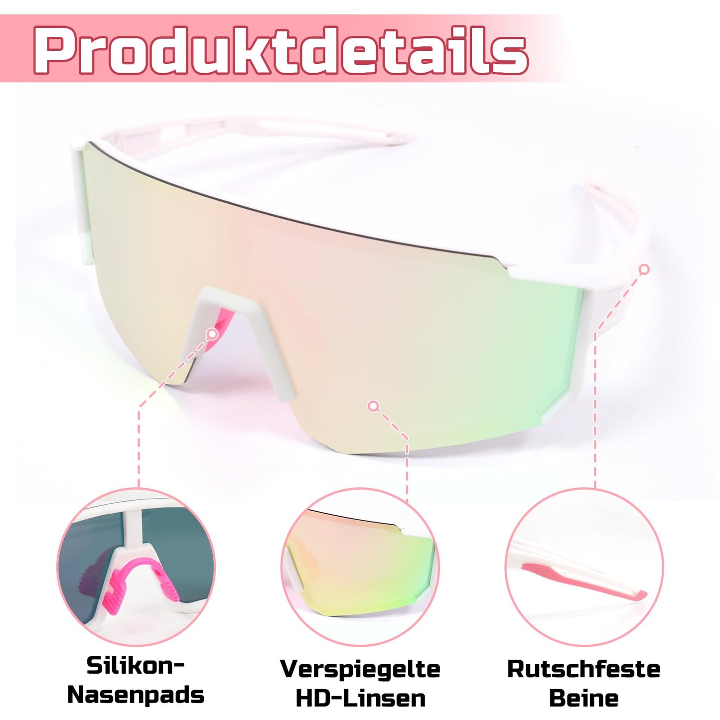 Rosedreamer Schnelle Brille Sport Sonnenbrille Herren Damen Polarisierte Sonnenbrille Fahrradbrille Laufbrille für MTB Rennrad Radfahren Biking Ski FahrradLaufen mit UV400 Schutzbrille