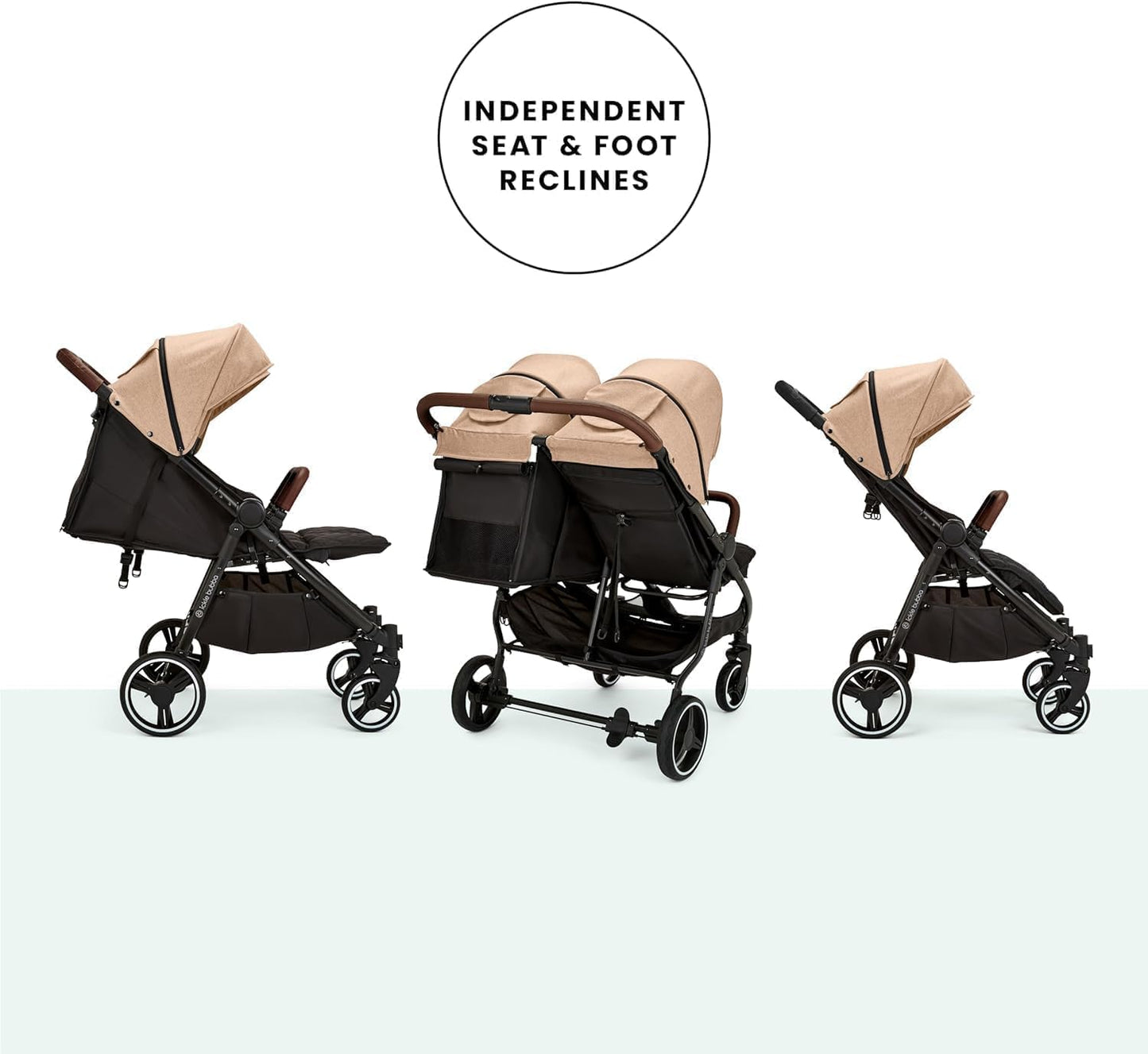 Ickle Bubba Venus Prime Double Pushchair - Suitable from Birth to 15kg (approx. 3 Years), Lightweight Foldable Twin Pushchair with Newborn Cocoon, 2 Foot Warmers and Rain Cover (Biscuits)