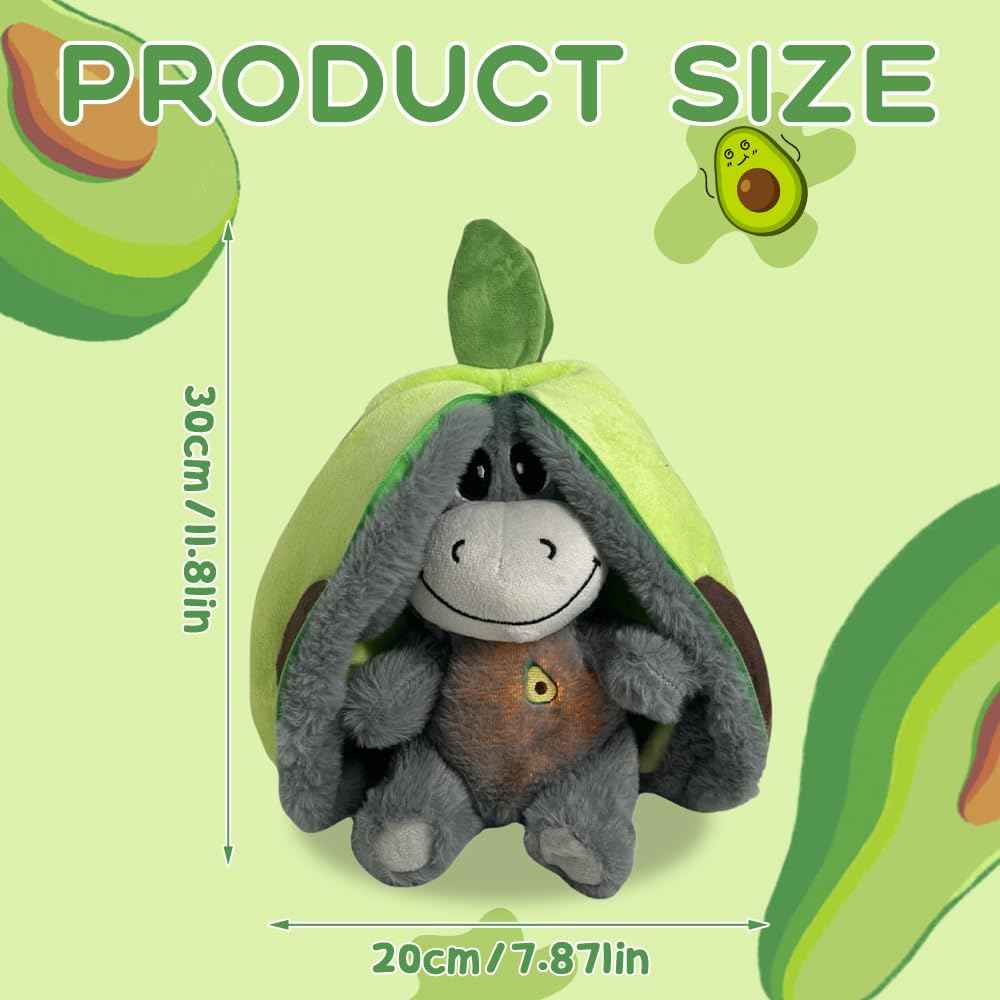 Atmendes Kuscheltier Esel, 32cm Herzschlag Plüsch Esel mit Atmung, Musik und Lichtern, Weiches Erdbeer Avocado Plüschtier Puppe, Kuscheltier Atmet Esels zum Linderung Angstzuständen (Rosa)