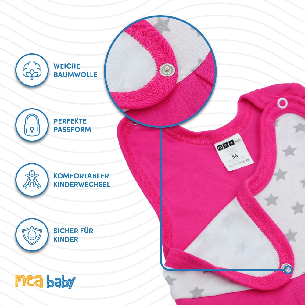 MEA BABY Unisex Strampler mit Aufdruck, Baumwolle, 5er Pack. Baby Strampler Mädchen Baby Strampler Junge