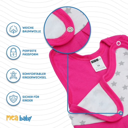 MEA BABY Unisex Strampler mit Aufdruck, Baumwolle, 5er Pack. Baby Strampler Mädchen Baby Strampler Junge