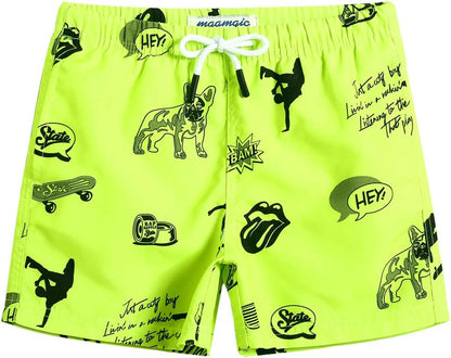 MaaMgic Boys’ Small Swimming Shorts, Quick-Drying Board Shorts with Mesh Lining, Pockets and Adjustable Drawstring