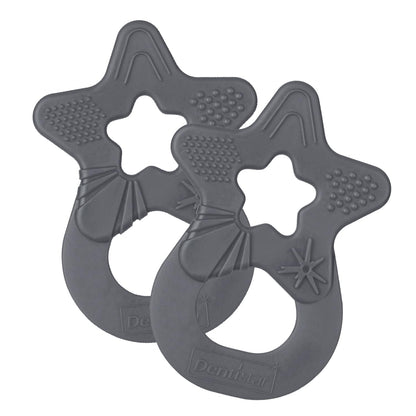 Dentistar Beißring 2er-Set – Teether für Babys & Kleinkinder ab 3 Monate – Baby Beißring mit Griff aus weichem Material zur Zahnungshilfe & Massage – Made in Germany – Pink & Lila