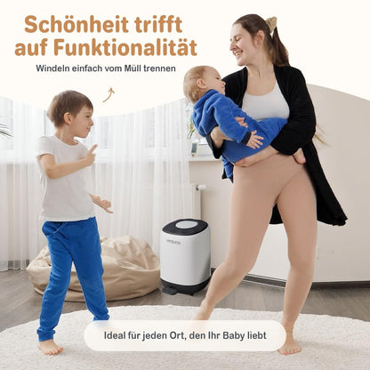 Twinky Geruchsdichter Windeleimer für Babys – Windeleimer ohne Kassette – Platzsparender Windelbehälter mit Deckel – Einfach zu benutzen & reinigen – Für normale Müllbeutel (Gris)