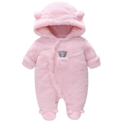 Baby Winter Schneeanzug Baby Strampler, Junge und Mädchen Einteiliger Anzug mit Kapuze, Kleinkind Oberbekleidung Schneeanzug Set Dick und Warm,Blau 3-6 Monate