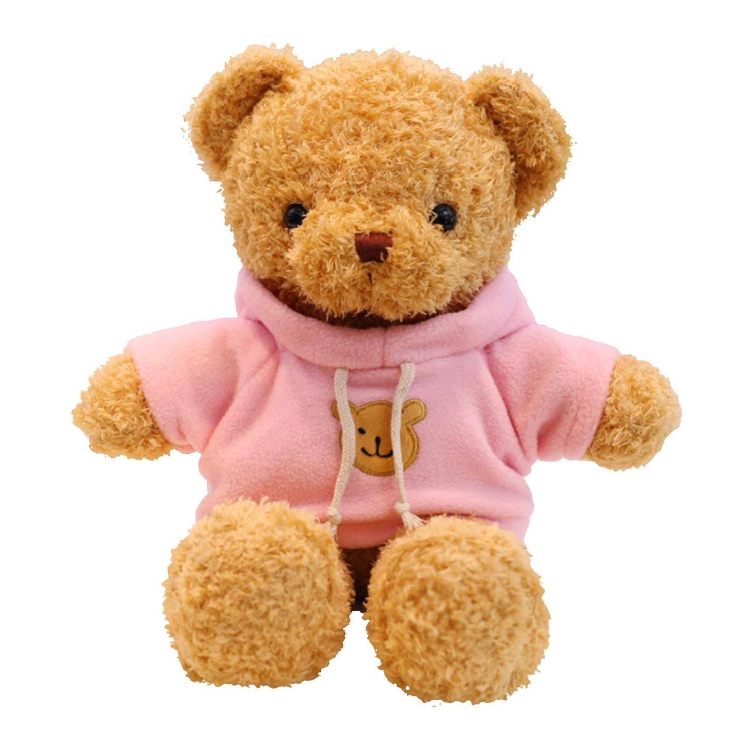 TROYSINC Teddy Bear Soft Fur Teddy Bear with Hood Paw Print Plush Toy Cuddly Toy Stuffed Toy Gift (Red, 30 cm)