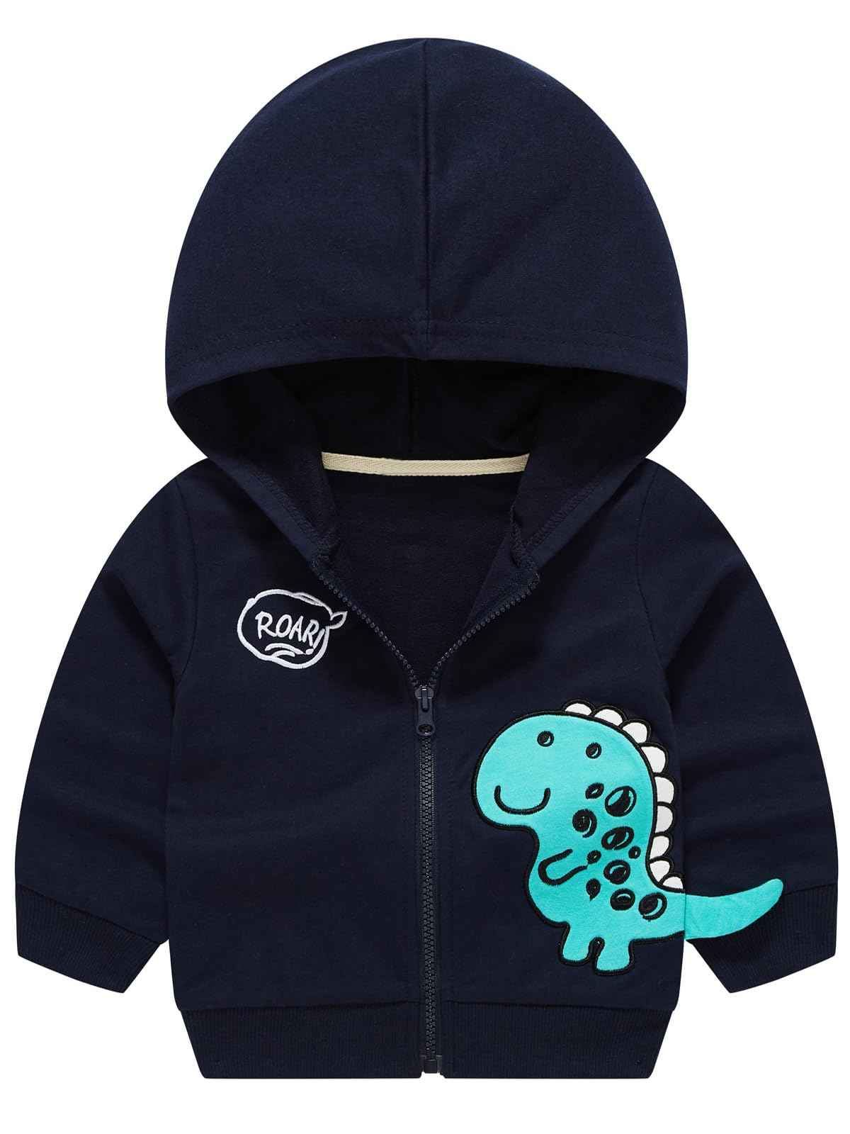 Alleen Boys' Sweat Jacket Hoodie Long Sleeve Cotton Children's Pullover Dino Hoodie Jacket with Hood and Zip