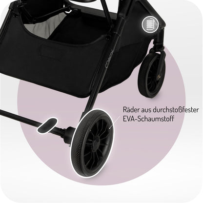 MoMi Kinderwagen ANDREA mit automatischem Faltsystem, bis 22 kg Körpergewicht, 5-Punkt-Sicherheitsgurt, Getränkehalter, Einkaufskorb, Tasche, Insekten- und Regenschutz, mit Zwillingsfunktion