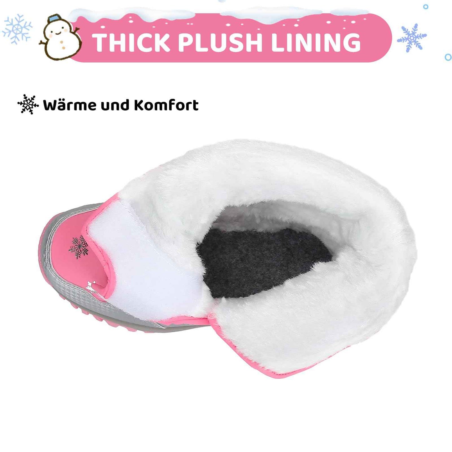 Mishansha Girls' Winter Boots, Children's Winter Shoes, Warm Snow Boots, Lined Winter Boots