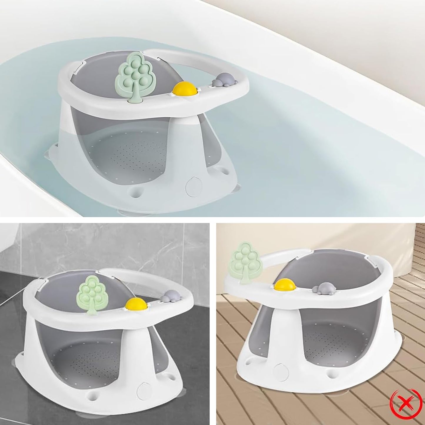 Bebamour Baby Bath Seat 6 Months + Child Bathtub Non-Slip Bath Chair, Water Jug