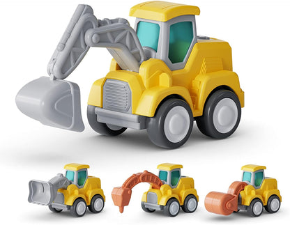 CARLORBO Auto Spielzeug Traktor Bagger Kinder 2 Jahre - Baufahrzeuge kinderspielzeug ab 18 Monate 3 Jahre Drücken und Losfahren Sandspielzeug Geschenk für Junge Mädchen (4 pcs)