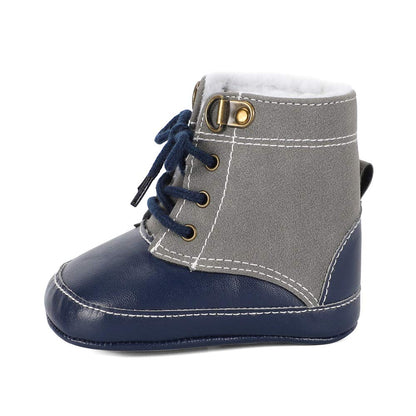LACOFIA Baby Boys Cowboy Winter Boots Toddler Non-Slip Laces Snow Boots