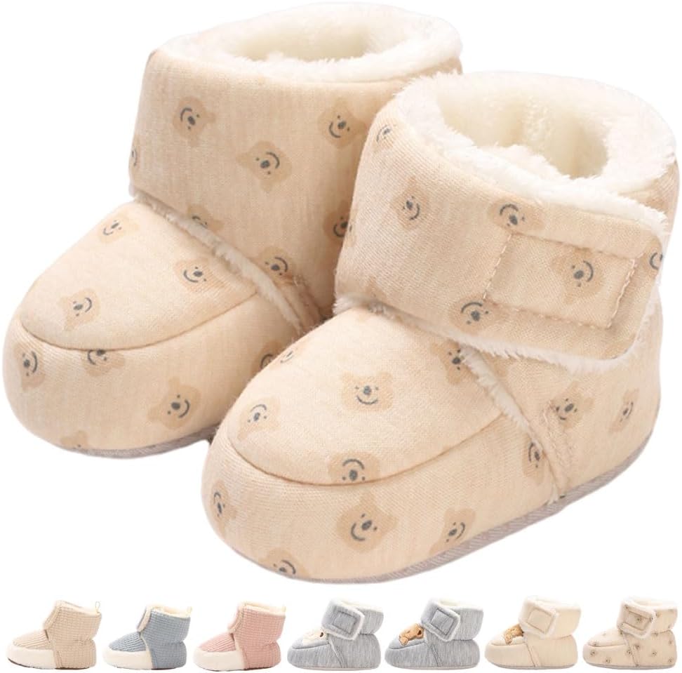 Baby Winter Shoes Warm Baby Shoes Winter Non-Slip Adjustable Newborn Snow Shoes First Walking Shoes Lined Thermal Fleece Crawling Shoes Slippers Winter Boots 0-18 Months 
