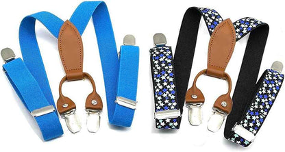Pack of 2 Children's Braces 4 Clips Y-Shape – 2.5 cm Wide