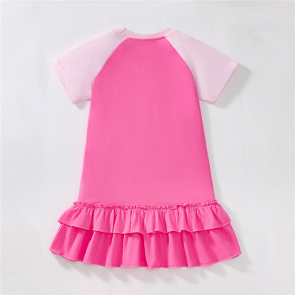 Kleinkind Mädchen Kurze Ärmel Ostern Kleid Baumwolle lässig Jersey Shirt Playwear Applique Kleid
