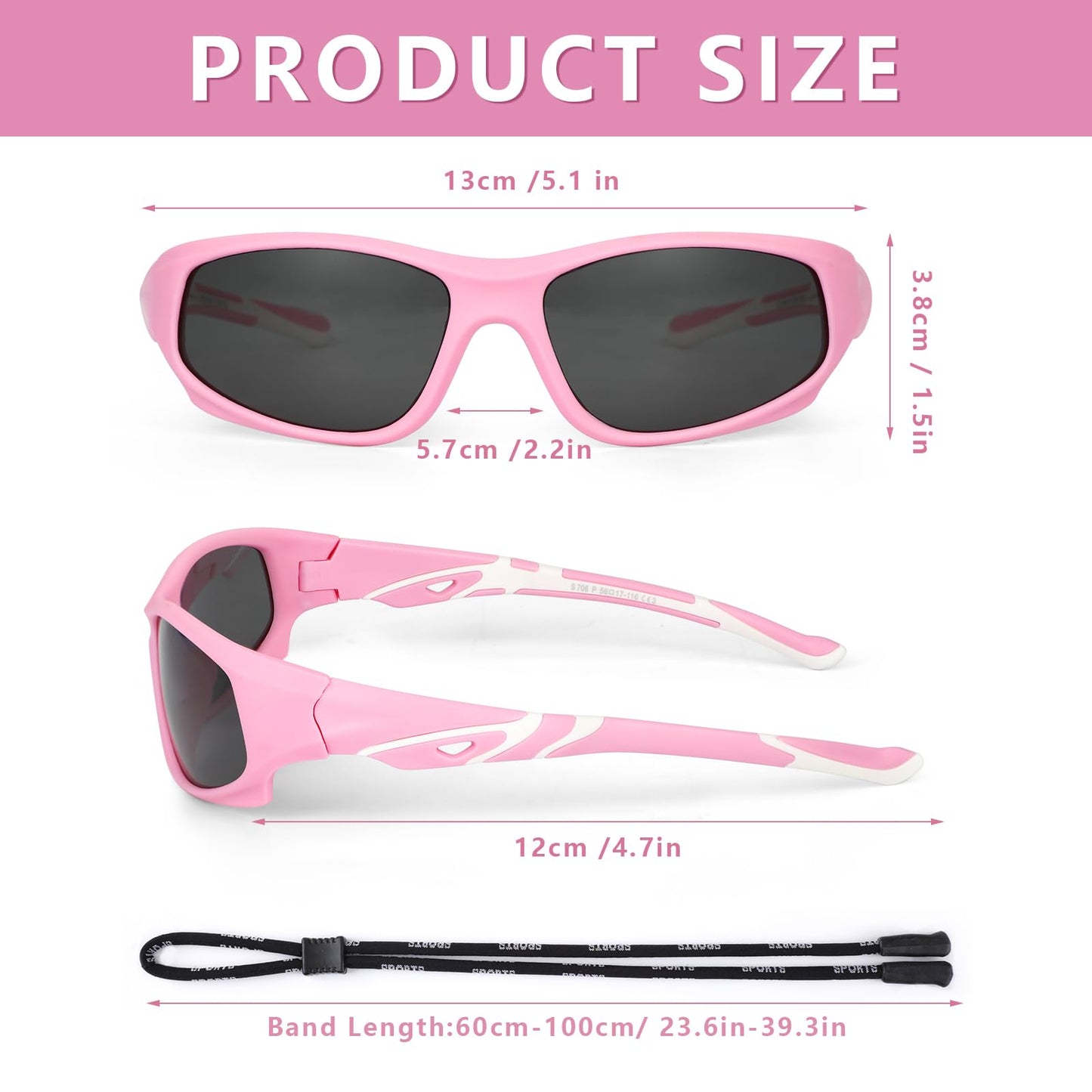 Hifot Sonnenbrille Kinder Polarisierte Sportbrille für Jungen und Mädchen UV400 Schutz gegen UltravioletteFahrradbrille Silikon Sonnenstrahlen Alter 3-12 Jahre