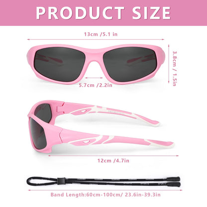 Hifot Sonnenbrille Kinder Polarisierte Sportbrille für Jungen und Mädchen UV400 Schutz gegen UltravioletteFahrradbrille Silikon Sonnenstrahlen Alter 3-12 Jahre