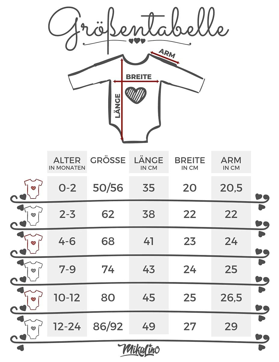 Mikalino Baby Bodysuit with Saying in German for Boys, Girls, Unisex, Long Sleeve, Mein erstes Weihnachten Saying (Christmas Elf), Hand Printed in Germany, Handmade with Love