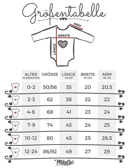 Mikalino Baby Bodysuit with Saying in German for Boys, Girls, Unisex, Long Sleeve, Mein erstes Weihnachten Saying (Christmas Elf), Hand Printed in Germany, Handmade with Love