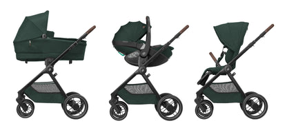 Maxi-Cosi Oxford Plus Baby Stroller 2 in 1 Set with Carrycot 0-4 Years 0-22kg Compact Folding Soft Suspension 3 Reclining Positions 10kg Storage Basket Twillic Graphite 