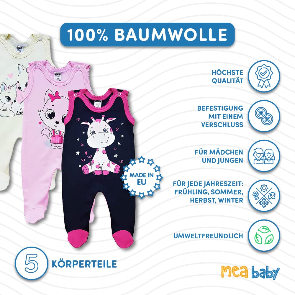 MEA BABY Unisex Baby Romper with Print 100% Cotton Pack of 5 Baby Romper for Girls Baby Romper for Boys