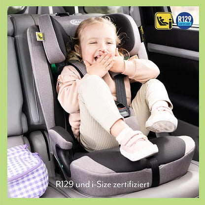 Graco Energi™ i-Size R129 Kindersitz, Autositz vorwärtsgerichtet ab 15 Monaten bis ca. 12 Jahre (76-150 cm), 5-Punkt-Gurtsystem, ISOFIX und Tether, Installation mit Fahrzeuggurt, grau/schwarz, Meteor - Meloni2
