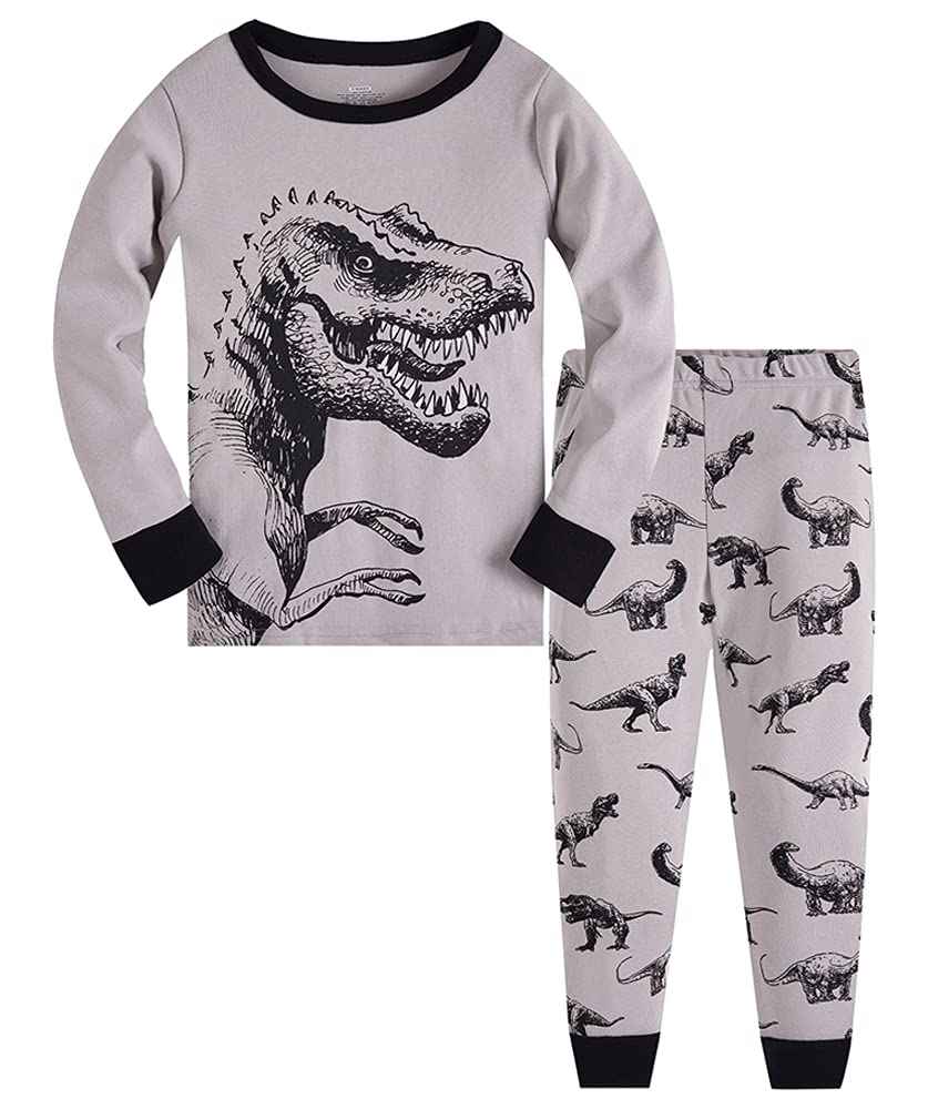 TEDD Boys’ Pyjamas, Dinosaur Long-Sleeve Two-Piece Pyjamas, Kids’ Cotton Pyjama Set, Winter, Christmas Sleepwear, Size 1–12 Years