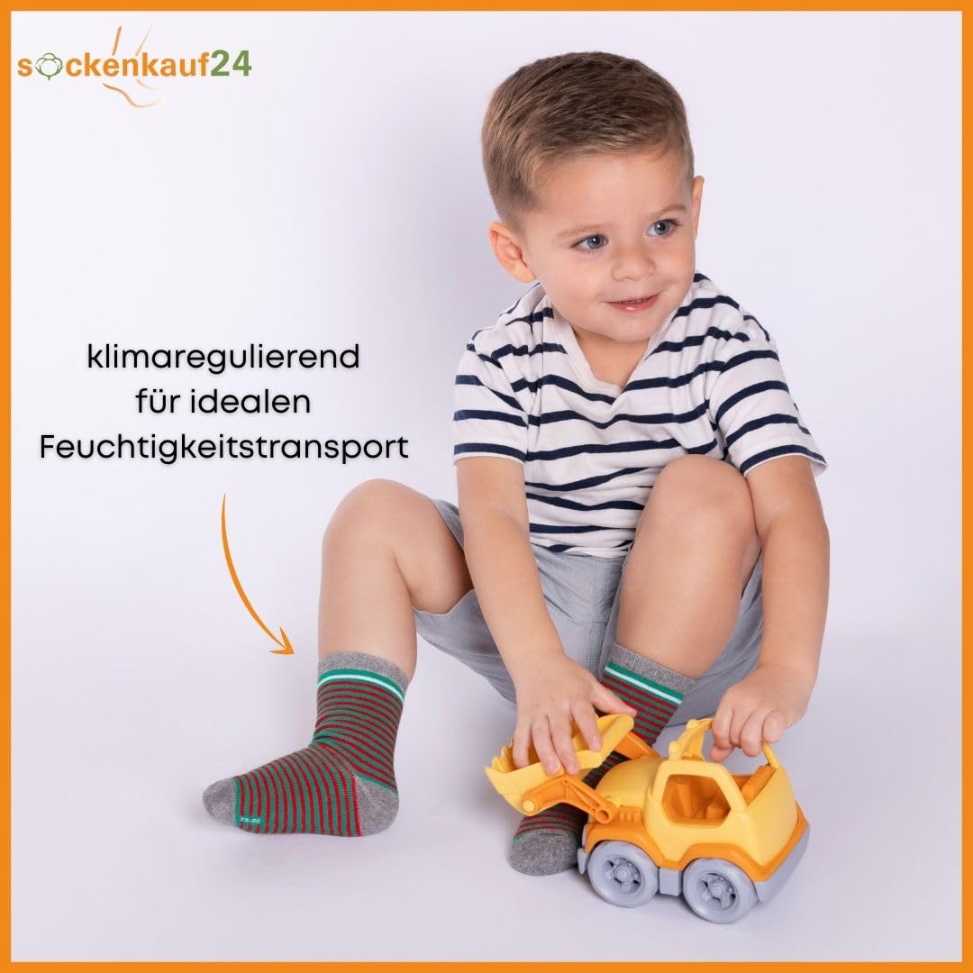 10 Paar Kinder Socken Jungen & Mädchen Baumwolle Kindersocken